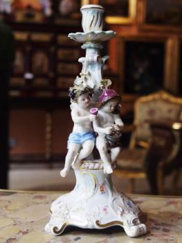 Porzellan Kerzenhalter - weies Porzellan - Meissen - 1890