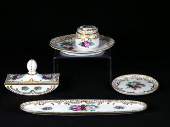 Porzellan Tintenfass - glasiertes Porzellan, bemaltes Porzellan - Rosenthal - Selb Bavaria - 1929 Porzellan Tintenfass - glasiertes Porzellan, bemaltes Porzellan - Rosenthal - Selb Bavaria - 1929