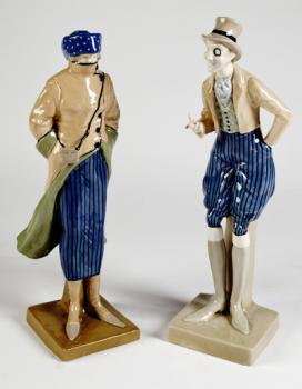 Zwei Porzellan Figuren - glasiertes Porzellan, bemaltes Porzellan - Amphora - 1901